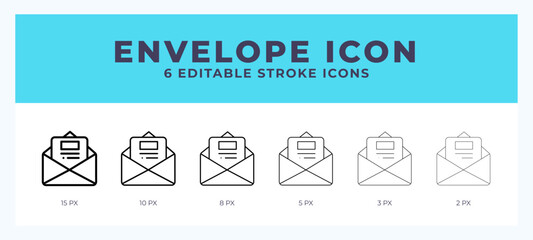 Fototapete - Envelope icon with editable stroke. Outline icon vector illustration.