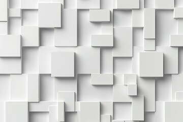 Poster - Abstract monochrome pattern of white cubes creates a dynamic geometric background