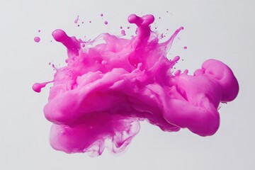 Poster - pink paint explosion abstract art high speed photography close up shot on white background studio li