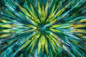 Poster - Vibrant abstract rendering of nature bursting with color and intricate detail