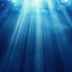 Poster - Underwater Sunlight Streaks Abstract Illustration Deep Blue Sea Ocean Light Rays Beams Hope Inspiration