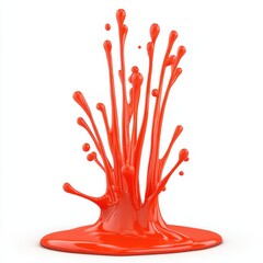 Poster - Dynamic red paint splash on white background studio shot vibrant color liquid art design element abstract illustration