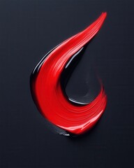 Poster - Red and Black Paint Swirl on Dark Background Abstract Art Close Up Macro Shot Studio Lighting Modern Design