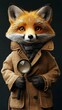 © CybStars - A cute, anthropomorphic fox detective in a stylish coat, holding a magnifying glass, showcasing whimsical character design and creative artistry.