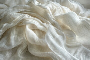 Poster - Delicate White Fabric Texture with Soft Folds and Subtle Weave Pattern Abstract