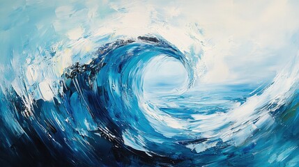 Poster - Bright abstract swirl of bold brushstrokes on rugged canvas surface. Vivid colors layered in waves, rich texture visible in ultra-high detail for a lifelike, creative artistic capture.