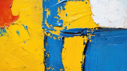 Poster - Bright, bold acrylic painting texture in close-up with dynamic movement and vibrant abstract design.