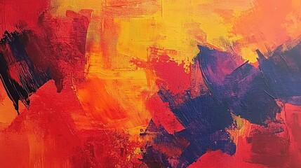 Poster - Bright, bold acrylic painting texture in close-up with dynamic movement and vibrant abstract design.
