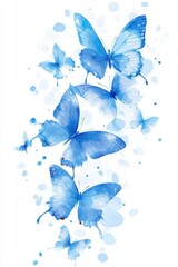 Poster - Watercolor Butterflies in Flight on White Background Artistic Illustration Design Element
