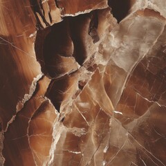 Poster - Brown marble texture close up shot shows natural stone surface with cracks and veins for background or design element