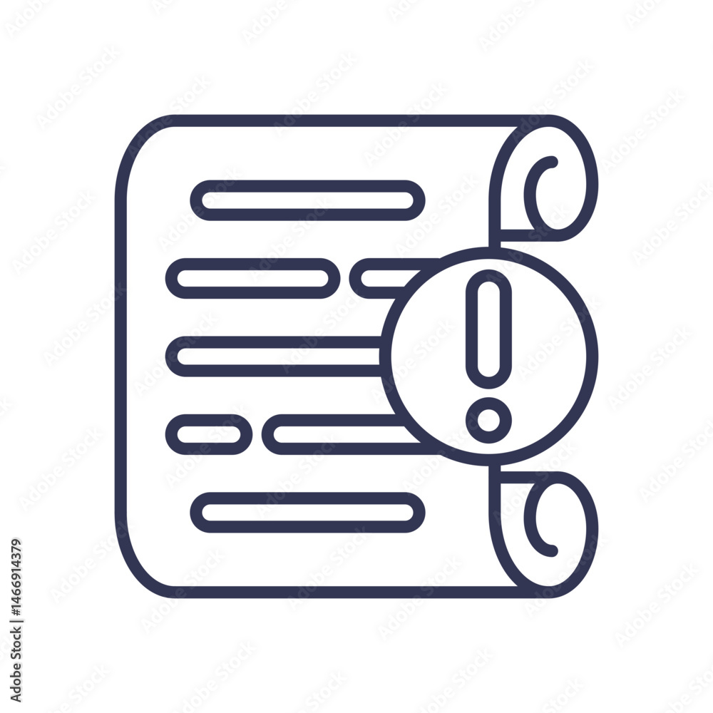 A scroll with an exclamation mark symbolizes an important official mandate  or urgent notice. Stock Vector | Adobe Stock, image size:1000x1000