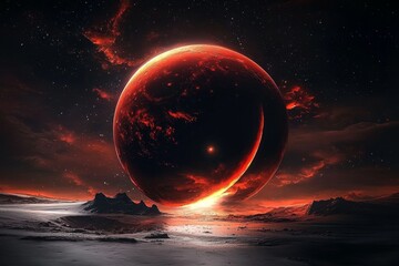 Wall Mural - Captivating Visualization of Mars Orbiting in Dark Space