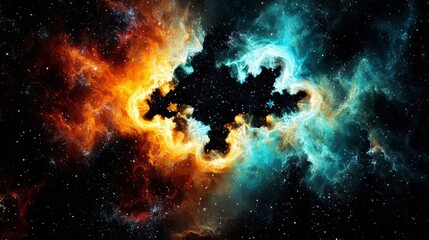 Wall Mural - Stunning 4k digital painting of a colorful nebula in space.