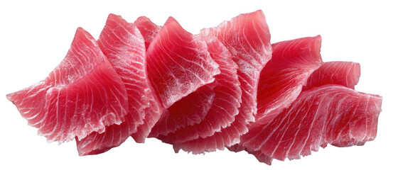  Fresh Raw Tuna Sashimi Slices on Transparent Background