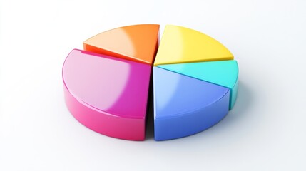 Poster - A top-down view of a D pie chart, emphasizing the varying sizes of segments representing sales data, set against a smooth white background for clarity.