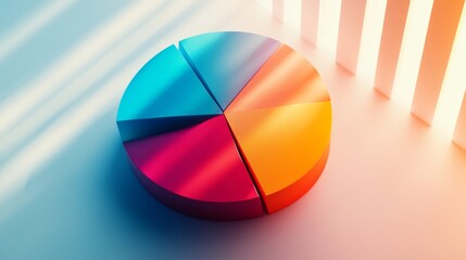 Poster - A top-down view of a D pie chart with vibrant colors and varying segment sizes, representing budget allocation, set against a light surface for emphasis.