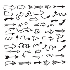 Poster - Hand drawn arrows with unique sketch styles pointing in multiple directions excellent for presentations infographics or educational materials

