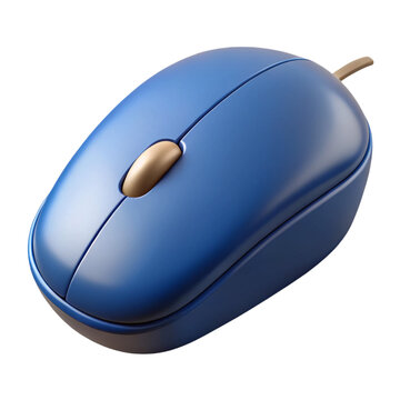 Sleek blue 3D computer mouse icon perfect for web design on transparent background