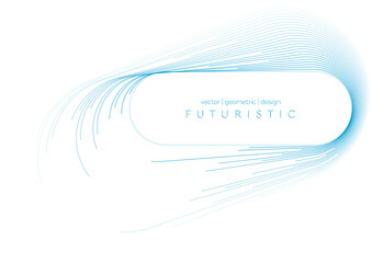 Aufkleber - Minimal blue twisted ellipse lines abstract geometric tech background. Vector futuristic design