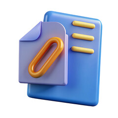 Fototapete - Vivid 3D Icon File Attachment Hyperlink Document Purple Orange Blue on transparent background