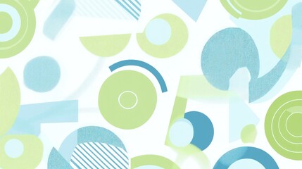 Poster - Abstract pastel green, blue shapes pattern.