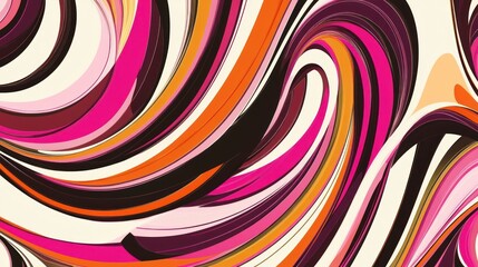Poster - Abstract swirling vibrant pink, orange, and brown paint texture.