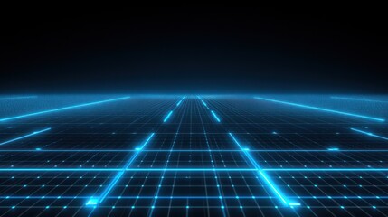 Poster - Futuristic glowing grid lines on dark background.