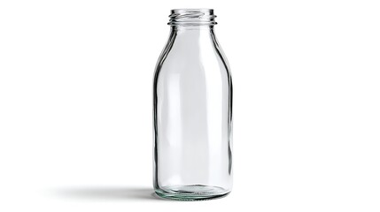 Poster - Glass milk bottle is sitting on a white background, isolated
