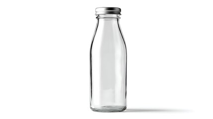 Aufkleber - Glass milk bottle is sitting on a white background, isolated