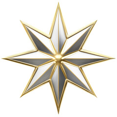 Poster - Golden edged eight point star emblem on white background in high resolution