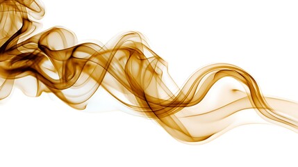 Fototapete - Golden smoke curve on white or
