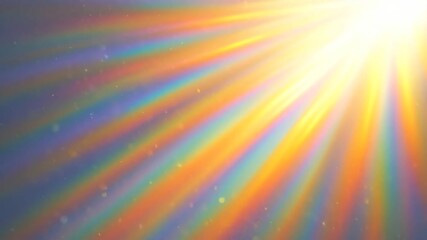 Poster - Light rays are expanding from a bright source, with particles floating gently on a dark background, creating a beautiful and ethereal atmosphere