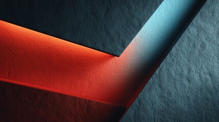 Poster - Futuristic graphic design with neon lights, red and blue. Abstract background featuring geometric shapes. Modern art design, digital art, tech concept.