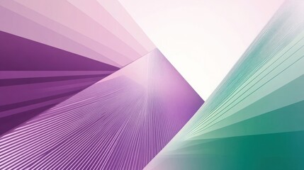 Poster - Abstract purple and green converging lines forming a V shape.