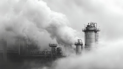 Aufkleber - Industrial factory set with smoke
