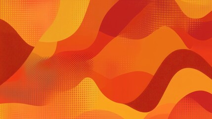 Poster - Abstract orange and red wavy background with halftone texture.