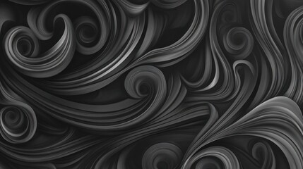 Poster - Abstract grayscale swirls, 3D textured background with flowing, organic patterns.