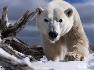 Wall Mural - majestic polar bear in snowy landscape