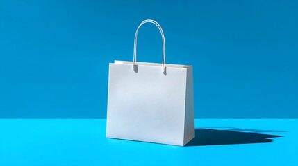 Fototapete - Lonely plain white bag on bright backdrop, small envelope sample illustration, three, dimensional representation