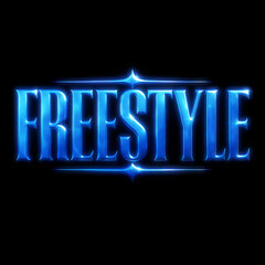 Poster - Freestyle Bold Luxury Text with Divider Line, Blue Metallic Typography Art on Black Background, RGB overlays