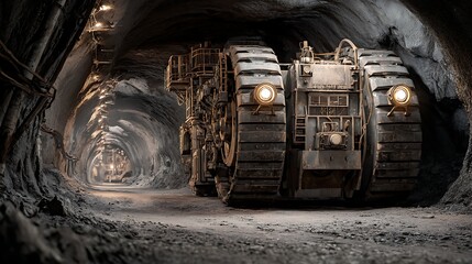 Leinwandbilder - Mining machine working in underground coal mine tunnel