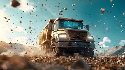 Poster - a powerful and versatile mining truck equipped with advanced technology that displays real time data