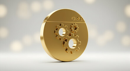Golden Gears on Round Interface Symbolizing Settings and Options