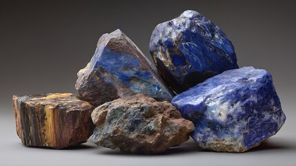 Poster - Natural cobalt ore chunks reveal striking blue hues and varied textures found in mineral deposits