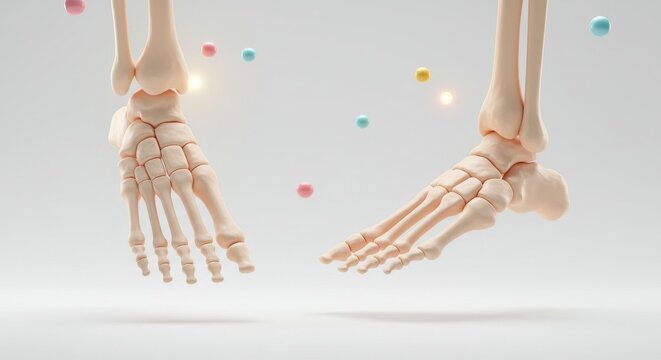 Anatomical Feet Model with Colorful Spheres: A 3D Rendering of Human Feet Bones