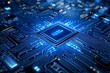 © Hutan - Central processing unit on circuit board, glowing, technology background