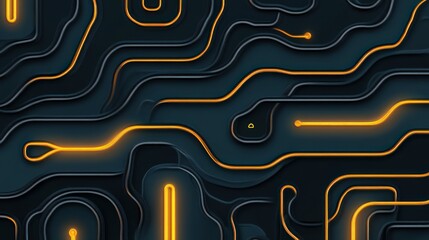 Poster - Abstract dark background with glowing orange lines forming intricate layered pattern.