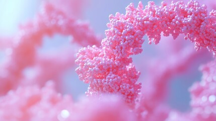 Poster - abstract pink protein structure, close-up 3d render.