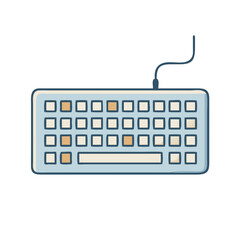 Leinwandbilder - Illustration of a computer keyboard with keys and cable for typing and data input device