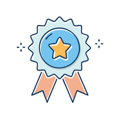 Poster - Illustration of award badge achievement success ribbon medal quality vector graphic design element